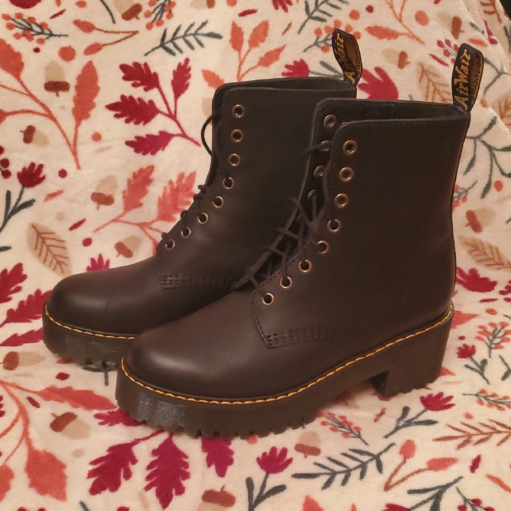Dr. Martens Women's Shriver Hi Fashion Black Leather Platform Lace Up Boots